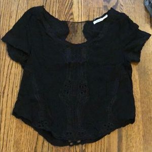 Black tee with mesh detail